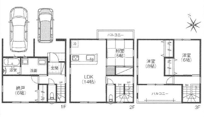 安佐南区 構造:木造土地面積:78平米 ( 23.59坪 ) 建物面積:110.97平米 ( 33.56坪 )